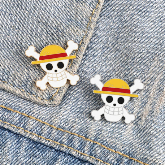 Anime Skeleton Brooch Pirate Skull Enamel Pins Cosplay Badge Backpack Cloth Denim Lapel Pin Jewelry Gift Comic Related Products